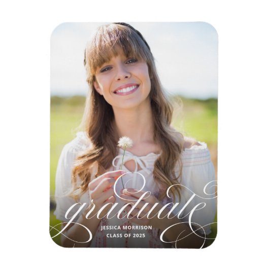 書エレガント道写真の卒業発表 マグネット (縦)