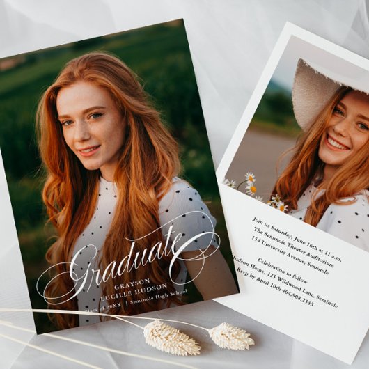 書エレガント道写真の卒業 招待状