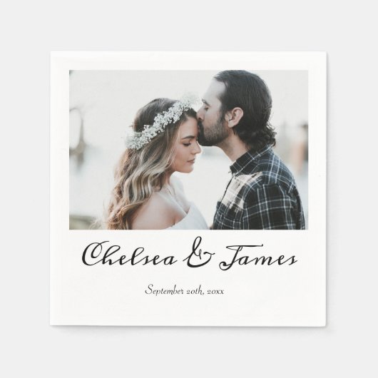 書エレガント道写真の結婚カクテルパーティー スタンダードカクテルナプキン (正面)