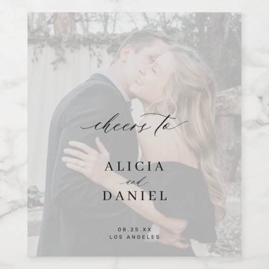 書エレガント道写真オーバーレイ結婚応援 ワインラベル (シングルラベル)