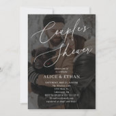 書エレガント道写真カップルのシャワー 招待状 (正面)