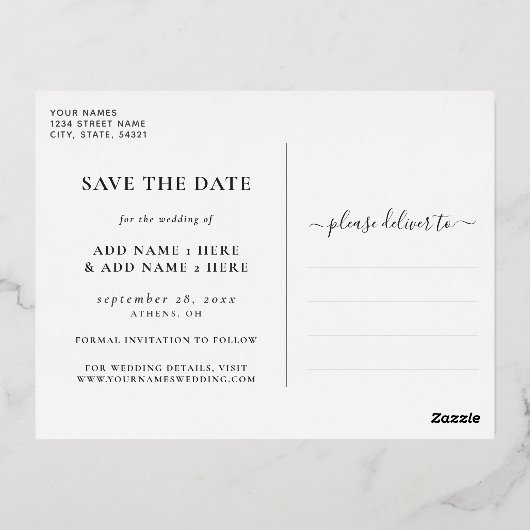 書エレガント道写真データの保存 箔招待状ポストカード (裏面)