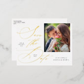 書エレガント道写真データの保存 箔招待状ポストカード (正面/裏面)