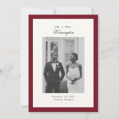 書エレガント道写真フレーム赤結婚の 案内状 (正面)