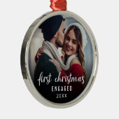 書エレガント道写真初めてのクリスマス婚約した メタルオーナメント (右)