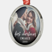 書エレガント道写真初めてのクリスマス婚約した メタルオーナメント (左)