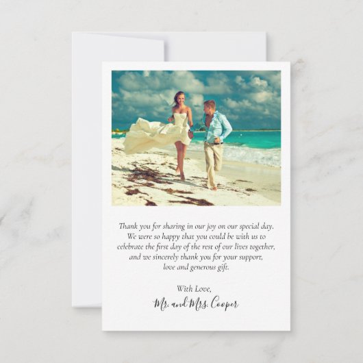 書エレガント道写真結婚のサンキューカード サンキューカード (裏面)