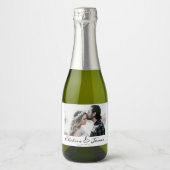 書エレガント道写真結婚のミニ スパークリングワインラベル (正面)