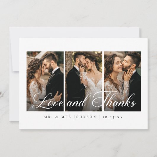 書エレガント道写真結婚コラージュ サンキューカード (正面)