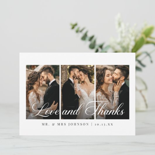 書エレガント道写真結婚コラージュ サンキューカード (スタンド正面)