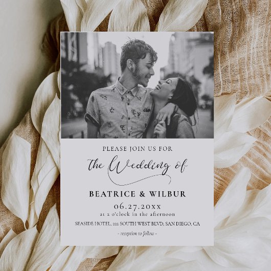 書エレガント道写真結婚式招待状 ポストカード