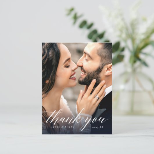 書エレガント道写真結婚有難う ポストカード (スタンド正面)