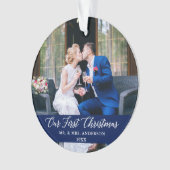 書エレガント道初めてのクリスマス青 オーナメント (正面)