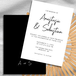 書エレガント道台本の白黒結婚文字 招待状