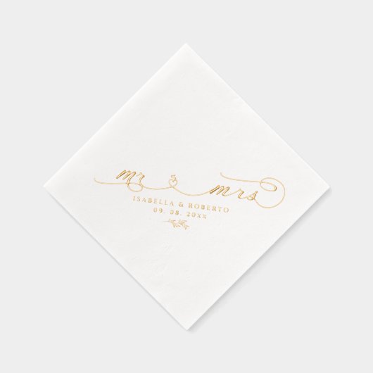 書エレガント道台本の結婚金ゴールド 箔ナプキン (右)