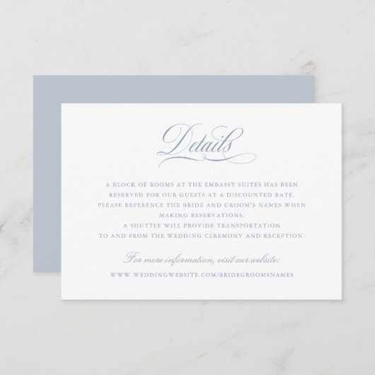 書エレガント道台本ほこりっぽい青い詳細 招待状 (正面/裏面)