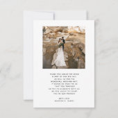 書エレガント道台本結婚写真の黒 サンキューカード (裏面)