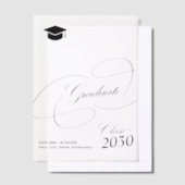 書エレガント道台黒帽卒業 ベラム紙招待状 (オフセット)