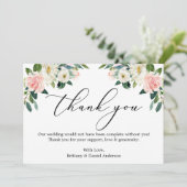 書エレガント道水彩ピンク白フローラ サンキューカード (スタンド正面)