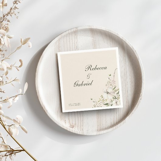 書エレガント道水彩フローラ結婚 スタンダードカクテルナプキン