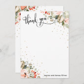 書エレガント道水彩花と紙吹雪 サンキューカード (正面/裏面)