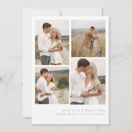 書エレガント道白黒の写真結婚の セーブザデート (裏面)