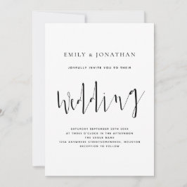 書エレガント道白黒結婚の 招待状