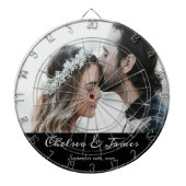 書エレガント道結婚の写真白黒 ダーツボード (正面)