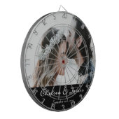 書エレガント道結婚の写真白黒 ダーツボード (正面左)