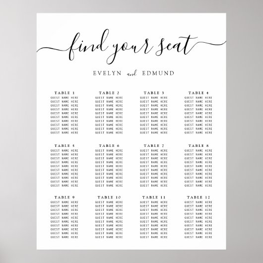 書エレガント道結婚の座席表 ポスター (正面)