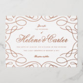 書エレガント道結婚バラ金ゴールド 箔招待状 (正面)