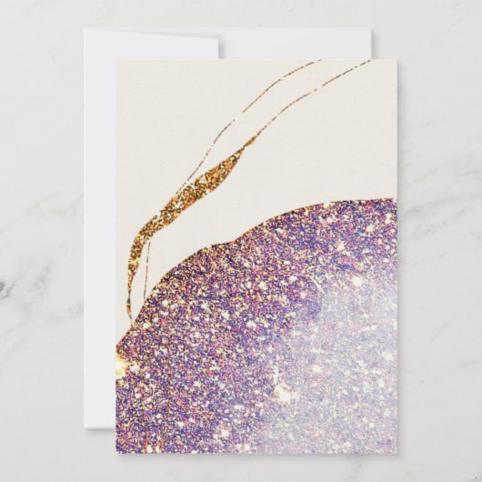 書エレガント道金ゴールドグリッターアメジストモダン 招待状 (裏面)