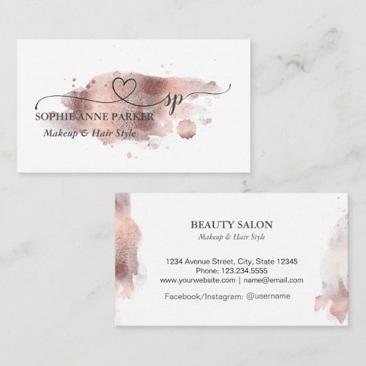 書エレガント道金ゴールドプロフェッショナル美しいサロン 名刺 (正面/裏面)