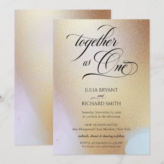 書エレガント道金ゴールド水彩インビタモダンット 招待状 (正面/裏面)