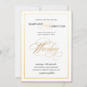 書エレガント道金ゴールド結婚式招待状 招待状 (正面)