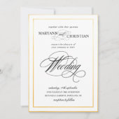 書エレガント道金ゴールド結婚式招待状 招待状 (正面)