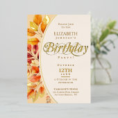 書エレガント道離れ秋誕生日 箔招待状 (立ち正面)