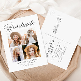 書エレガント道4写真卒業パーティー インビテーションポストカード