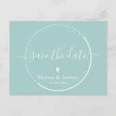 書エレガント道 – ティール（緑がかった色）結婚式の日付を保存 ポストカード (正面)