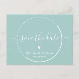 書エレガント道 – ティール(緑がかった色)結婚式の日付を保存 ポストカード
