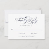 書エレガント道 | ネイビーブルー結婚ズ 出欠カード (正面)