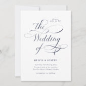 書エレガント道|ネイビー·ブルー結婚ズ 招待状 (正面)