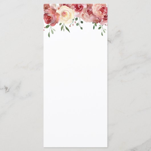 書エレガント道、ブルゴーニュ&ピーチ赤面バラ メニュー (裏面)