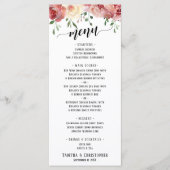 書エレガント道、ブルゴーニュ&ピーチ赤面バラ メニュー (正面)