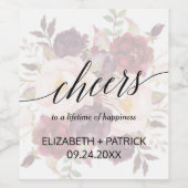 書エレガント道 |色あせたフローラ応援結婚の数 ワインラベル (シングルラベル)