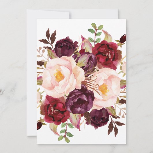 書エレガント道 |色あせたフローラ結婚の数 招待状 (裏面)