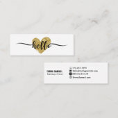 書エレガント道Helloハート金ゴールドグリッター スキニー名刺 (正面/裏面)