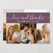 書エレガント道Mauve複数の写真結婚 サンキューカード (正面/裏面)