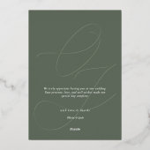 書エレガント道Sage緑のハート写真結婚の 箔シーズンカード (裏面)