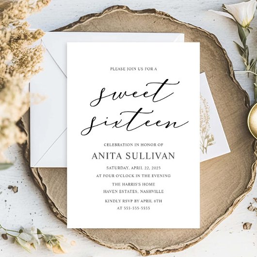 書エレガント道Sweet sixteen16誕生日 招待状